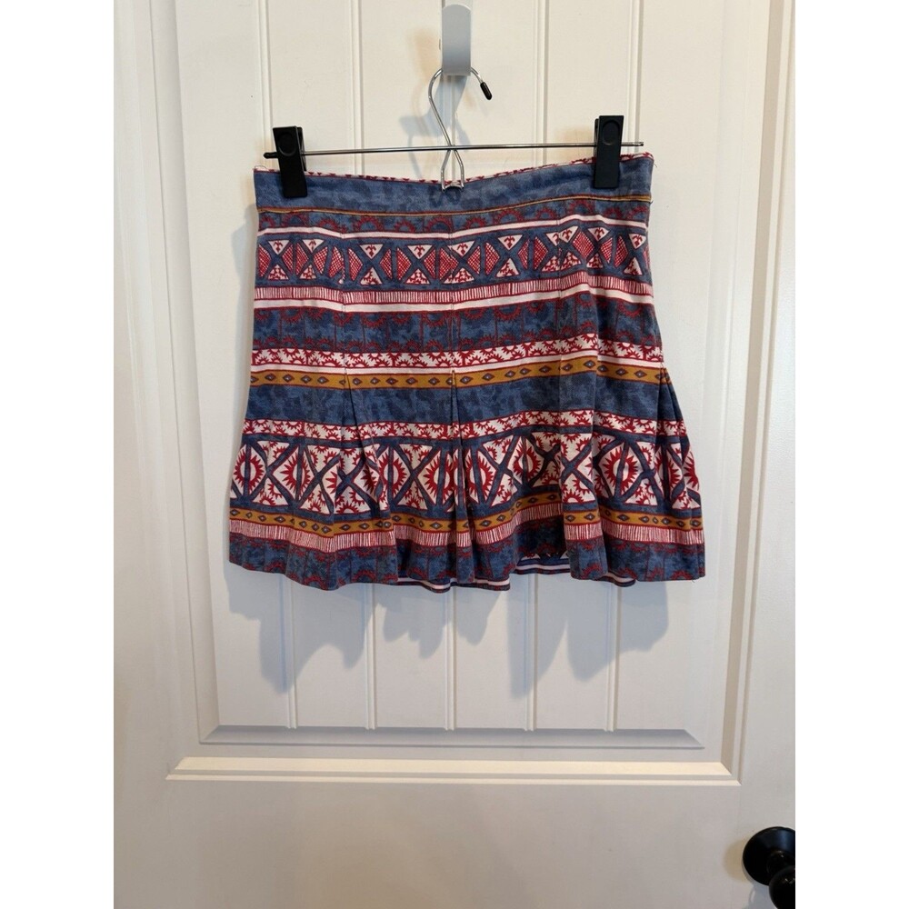 TAIL Vintage Girls Size 8 Southwestern Geometric Print Pleated Skirt Made USA